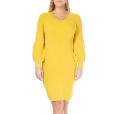 You'll look great in this stylish and flattering women's Nina Leonard balloon-sleeve sheath sweater dress. You'll look great in this stylish and flattering women's Nina Leonard balloon-sleeve sheath sweater dress. V-neck Long sleevesFIT & SIZING 38-in. approximate length from shoulder to hem Sheath fit Pull-on designFABRIC & CARE Rayon, polyester Machine wash - delicate Imported Size: Medium. Color: Yellow. Gender: female. Age Group: adult. Pattern: Solid. Gender Female, Looks Great, Cold Shoulder Dress, Age Group, Sweater Dress, Perfect Fit, Balloons, Size Medium, V Neck