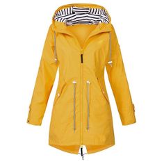 RTSHINE Women's Fashion Stylish Hooded Light Jacket Raincoat Zipper Jacket Long Hooded Coat, Rain Parka, Waterproof Jacket Women, Mode Mantel, Womens Outdoor Clothing, Waterproof Rain Jacket, Windproof Jacket, Hiking Jacket, Raincoats For Women