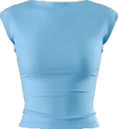 Sleeveless T-shirt For Night Out, Blue Fitted Elastane Top, Blue Fitted Elastane Crop Top, Blue Fitted Stretchy Crop Top, Fitted Blue Elastane Top, Fitted Blue Elastane Crop Top, Blue High Stretch Scoop Neck Top, Blue Crew Neck Elastane Top, Blue Elastane Crew Neck Top