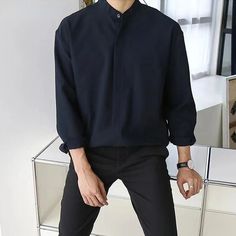 SPECIFICATIONS Material: Polyester Shirts Type: Casual Shirts Applicable Scene: Daily Style: Casual Origin: Mainland China CN: Guangdong Sleeve Length(cm): Full Applicable Season: Four Seasons Gender: MEN Item Type: Shirts Collar: STAND Closure Type: Single Breasted Sleeve Style: Regular Fabric Type: Broadcloth Pattern Type: Solid update.23.11 Follow the store to receive a $1 coupon for free~ Purchase of two or more items can be reduced by 3%!! Dark Blue Shirt, Retro Shorts, Men Shirt Style, Shirt Collar, Free Shirts, Blue Shirt, Daily Fashion, Types Of Shirts, Black And Navy