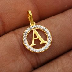 Gold Letter Pendants, Alphabet Pendant, Alphabet A, Black Beaded Jewelry, Gold Ring Designs, Gold Locket, Letter Pendants, Gold Letters