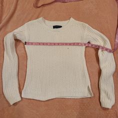 Nwt Crew Neck Cable Knit 100% Polyester Vented Sides Machine Wash Cold | Lay Flat To Dry Fitted Casual Winter White Top, Reversible Sweater, Aeropostale Sweater, Pink Knit Sweater, Grey Knit Sweater, Neck Hoodie, Light Weight Sweater, Pink Sweater, Cropped Sweater