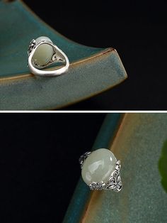 Height: 16mm; Width : 14mm; Thickness: 9mm Material: Hetian Jade Style: Vintage and Elegant Weight: 7.5g Details:Attention:Because it is a natural material. there will be impurities. internal cracks. and scratches. which are normal phenomena. The weight will be slightly deviated due to manual measurement. Please refer to the actual product.During the wearing process. the silver becomes black and can be restored by wiping with a silver washing cloth in the package. Hetian Jade, Natural Material, White Ring, Natural Materials, Style Vintage, Jade, Gemstone Rings, Gemstones, Silver