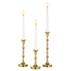 PRICES MAY VARY. Quality Metal ＆ Exquisite Bamboo Design: Inweder taper candle holders are made of high-quality metal and have a bright brass-gold finish, shiny and have a good weight, anti-rust and anti-corrosion. Besides, the exquisite bamboo-shaped and long stem design makes these candle holders for candlesticks unique and stylish. Fits All Standard Taper Candles ＆ Good Stability: The inner diameter of the taper candle holder is 2 cm（0.79") which can perfectly fit all standard taper candles, Gold Tapered Candle Holders, Long Candle Holder, Gold Taper Candle Holders, Tapper Candles, Gold Candlestick Holders, Table Centerpiece Wedding, Gold Candle Holder, Candle Table Centerpieces, Home Fits