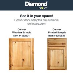 an ad for diamond now showing the different types of doors and window frames in wood