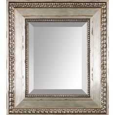 a white and gold framed mirror with an ornate border around the edges, on a white background