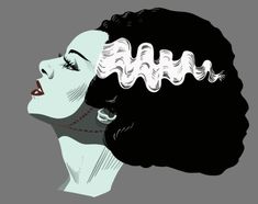 an illustration of a woman with her hair in the shape of curls on her head