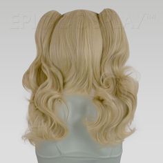 Rhea Blonde Mix Pigtail Wig Set This Blonde Mix pigtail wig set uses our 14" Chronos style as a base for two of our 20" clip-on ponytails to create a a fun and versatile pigtail style. The base wig is a short bob cut style that frames the face and can be worn independently, with only one clip, or with both clips. Each 20" ponytail comes with a large alligator claw clips at its base, making it easy to attach onto any portion of the base wig where there is wefting. Clip the ponytails of this Blond Ash Light Blonde Hair, Blonde Hair Pigtails, Bob Cut Styles, Pigtail Wig, Light Ash Blonde Hair, Short Bob Cut, Which Character Are You, Short Bob Cuts, Ponytail Wig