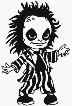 a cartoon character with long hair and striped shirt, holding his arms out to the side