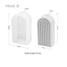 three different sizes of toothbrush holders on a white background with measurements for each one