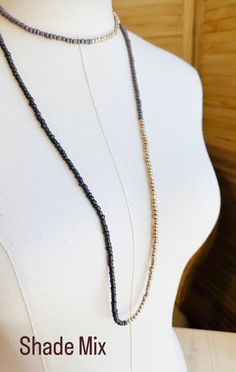 Hand crafted Toho seed bead wrap necklace in a color mix of matte gold, gunmetal gray, and dark eggplant. Each strand measures approximately 48 inches in length and closes with a gold plated lobster clasp. This piece can be worn as a long single strand, double strand necklace or wrapped three times for a choker. You could even choose to wear it as a bracelet that will wrap 6 to 7 times depending on your wrist size. Handcrafted in the USA. They arrive beautifully wrapped perfect for gift giving! Wrap Necklace, Double Strand Necklace, Wrap Necklaces, Matte Metallic, Beaded Wraps, Color Mix, Gunmetal Grey, Strand Necklace, Matte Gold