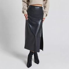 F00283169-202 Long Leather Skirt, Metallic Pleated Skirt, Gauze Skirts, Solid Skirt, Ankle Length Skirt, Skirt High Waist, Zipper Skirt, Bubble Skirt, Long Skirts For Women