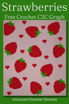 a book cover with strawberries on it and the title, free crochet c2c graph