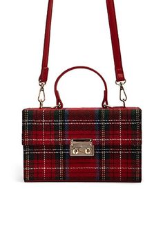 Tan Tote Bag, Forever 21 Bags, Patent Leather Bag, Leather Fanny Pack, Cute Purses, Mini Purse, Satchel Bag, Tartan Plaid, Red Plaid