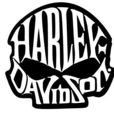 a black and white logo with the word harley davidson in it's center circle