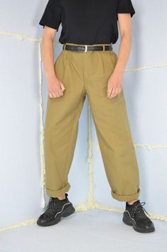 Vintage brown classic straight cotton suit trousers {366} PRODUCT INFO: Material - 100% COTTON / Size tag on item - 38 / WAIST - 96 CM / FULL LENGTH - 109 CM / 43 INCH / INSEAM - 82 CM / 32 INCH / Our model is 179 cm and normally wears a size 29/30 INFO: Due to item's vintage condition, the original tag might not show the true size. If you have any questions about this product or shipping just drop us a message and we will get back to you as soon as possible. CONDITION: Please note that Hanger V Straight Hem Brown Pants For Spring, Brown Straight Hem Pants For Spring, Spring Brown Pants With Straight Hem, Tailored Brown Cotton Pants, Fitted Khaki Chinos For Work, Slim-fit Khaki Chinos For Work, Khaki High-waisted Chinos For Work, High-waisted Khaki Chinos For Work, Khaki Cotton Chinos For Work