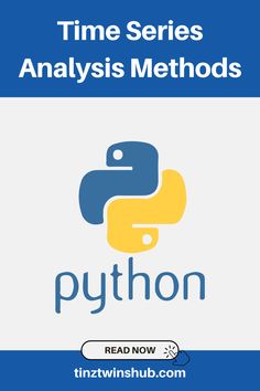 the python logo with text that reads time series analysis, and an image of a snake