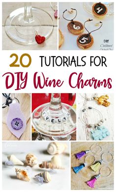 some wine charms are shown with the words, diy wine charms written on them