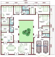 the floor plan for a house with two car garages and an open living area