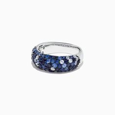 Effy 925 Sterling Silver Blue and White Sapphire Splash Ring, 2.42 TCW Sterling Silver Sapphire Ring With Pave Setting, Fine Jewelry Sapphire With Pave Setting, Blue Pave Setting Ring For Gift, Blue Ring With Pave Setting For Gift, Blue Rings With Pave Setting For Gift, Blue Sapphire Ring With Pave Setting For Promise, Blue Multi-stone Round Cut Jewelry, Blue Round Jewelry With Pave Setting, Blue Sapphire Ring With Pave Setting