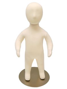 a white mannequin standing on a metal base