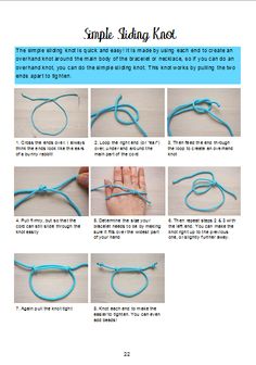 instructions on how to make an easy knotted knot for bracelets or necklaces with pictures