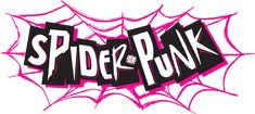 the word spider punk written in black and pink