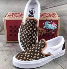 Louis Vuitton Vans, Vans Shoes Outfit, Vans For Women, Tan Vans, Brown Vans, Louis Vuitton Shoes Sneakers, Preppy Shoes, Vans White, Lv Shoes