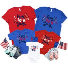 three t - shirts with the words happy 4th of july on them