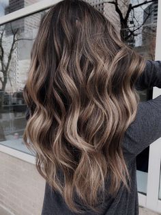 Ashy Brunette, Balayage Long Hair, Brown And Blonde, Balayage Hair Dark, Brunette Balayage Hair, Long Dark Hair