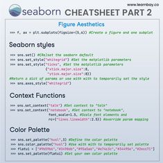 an image of a computer screen with the text seaborn chatsheet part 2