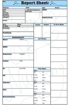 a printable report sheet with the words report sheets written in blue and white on it