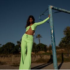 Cropped V-Neck Cardigan Top With Long Sleeves. One-Front Button Closure. High-Waisted Pants With Adjustable Elastic Waistband And Drawstring. Color: Light Green - 95% Cotton 5% Elastane Thank You For Shopping With Me! I Do Not Respond To Extremely Low Offers. #Happyposhing #Stayfabulous #Boujeebusiness Boxj315 89140 L6 15615 B6 20357 S6 Chic Green Pant Set For Spring, Green Wide Leg Sets For Day Out, Yellow Two-piece Bottoms For Spring, Spring Matching Green Pant Set, Green Pant Set For Spring, Spring Green Matching Pant Set, Green Long Sleeve Sets For Day Out, Green Two-piece Pant Set For Spring, Spring Green Two-piece Pant Set