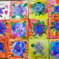 colorful paintings with flowers and hearts on them