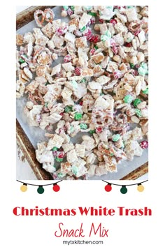 Chex White Chocolate Christmas, Pretzels With White Chocolate, Golden Graham White Chocolate, White Chocolate Mix Christmas, Christmas Candy Recipes With Pretzels, Trash Candy Recipe, Pretzel Chex Mix Recipe, White Chocolate Pretzel Bark Christmas Candy, White Chocolate Pretzel Crockpot Candy