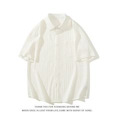 Wiaofellas - New Ice Silk Vertical Stripe Shirt Men's Summer Short Sleeve Lapel Male Shirts Blouse Top Loose Casual Men Clothing Camisas Solid Color Collared Dress Shirt For Summer, Solid Collared Dress Shirt For Summer, Solid Color Summer Dress Shirt With Collar, Summer Solid Color Collared Dress Shirt, Plain White Shirt For Summer, White Collared Dress Shirt For Summer, White Plain Shirt For Summer, White Summer Dress Shirt, Solid Color Short Sleeve Dress Shirt For Summer