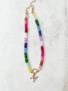 Add a pop of color to your outfit with our Rainbow Necklace Luxe- Popsicle! This on trend necklace stack features vibrant gemstones, making it a best seller with five stars. Stand out and be the envy of others with this playful and stylish piece. Product Details: 16" lobster claw 2" extender functional toggle for adding charms Adjustable Rainbow Color Playful Jewelry, Adjustable Multicolor Playful Beaded Necklace, Summer Adjustable Rainbow Necklace, Colorful Adjustable Vibrant Necklace, Adjustable Rainbow Playful Necklace, Skort Outfit, Nickel And Suede, Rainbow Necklace, Summer Soiree