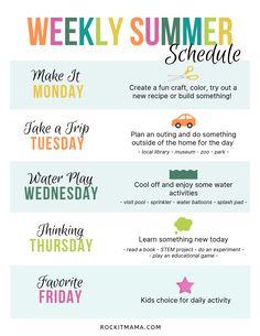 Theme Weeks For Kids, Summer Weekly Themes For Kids, Planning Schedule, Summer Planning, Summer Plan, Summer Camp Themes