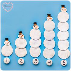 snowmen are arranged in the shape of numbers