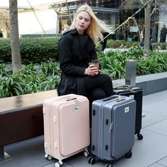 DURABLE & STYLISH: Biggdesign Moods Up pink suitcase is made of ABS and PC materials, those provide a balance between strength and flexibility. The ABS material provides superior protection against bumps and scratches, you can carry your belongings safely. FUNCTIONAL: Carry-on luggage will meet your technological needs with a USB charging port and a front compartment where you can store your laptop. The load-bearing hook design on the right side and the cup holder on the back, provide comfort during travel. LARGE CAPACITY: The 20” cabin-size suitcase, which provides a reliable and comfortable experience, stands out with its 15 kg carrying capacity. Double-sided interior lining and butterfly straps ensure that items are placed neatly. 360° SWIVEL WHEELS: The 4 dual-wheel system allows for s Portable Pink Rectangular Luggage, Portable Pink Travel Case, Pink Luggage With Sleeve For Business Trips, Modern Pink Luggage With Sleeve, Pink Cases With Luggage Sleeve For Trip, Pink Luggage With Luggage Sleeve For Overnight Trips, Pink Luggage With Sleeve For Overnight Trips, Functional Pink Luggage With Sleeve, Modern Pink Rectangular Luggage