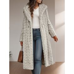 Season:Winter,Fall; Fabric:Polyester,Fleece; Sleeve Length:Long Sleeve; Look After Me:Machine wash; Gender:Women's; Style:Casual; Elasticity:Micro-elastic; Occasion:Daily Wear,Vacation,Street,Going out; Placket:Cardigan; Fit Type:Regular Fit; Function:Breathable,Warm; Pattern:Plain; Design:Oversized; Neckline:Turndown; Outerwear Type:Hoodie Jacket; Front page:FF; Listing Date:08/29/2024; Production mode:External procurement; Bust:null; Length:null; Shoulder Width:null; Sleeve:null; Fit US Size:n Warm Winter Sweater Coat For Cold Weather, Warm Winter Sweater Coat, Cozy Long Coat Sweater For Winter, Long Sleeve Cable Knit Sweater Coat, Solid Long Sleeve Cable Knit Sweater Coat, Cozy Warm Winter Sweater Coat, Warm Beige Sweater Coat For Winter, Cozy Warm Gray Outerwear, Fall Sweater Coat For Cold Weather With Cozy Fit