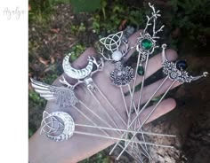 Hair sticks magical hair stick choose your favourite | Etsy Moon Hair Accessories, Magical Hair, Moon Hair, Viking Hair, Hair Cuffs, Magic Hair, Pagan Jewelry, Magical Jewelry, Metal Hair