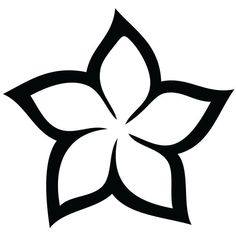 a black and white flower with leaves on the petals is shown in this simple outline