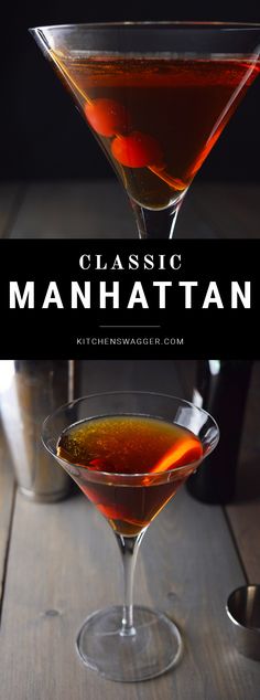 Classic Manhattan cocktail made with bourbon, bitters, and sweet vermouth. Manhatten Cocktail Recipes, Man Cocktails, Dark Cocktails, Manhatten Cocktail, Manly Cocktails, Cocktails Classic, Manhattan Drink, Classic Manhattan Cocktail, Manhattan Cocktail Recipe