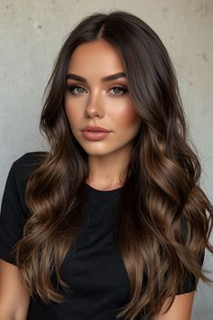 Rich Brunette Hair Color Trend 2024 | Expensive Brown Hair Aesthetic Inspo True Brunette Hair Color, Rich Girl Brunette Hair, Unique Brunette Hair Color Ideas, Expensive Brown Hair, Rich Brunette Hair Color, Color Trend 2024, California Brunette Hair, Brown Hair Aesthetic, Chocolate Brunette Hair