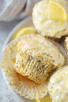 lemon poppy seed muffins with cream cheese frosting