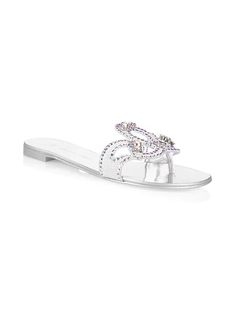 Shop Giuseppe Zanotti Nuvòrock Crystal & Leather Sandals | Saks Fifth Avenue Block Heels