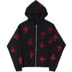 Hip Hop Joggers, Black Zip Hoodie, Hoodie Y2k, Loose Hoodie, Y2k Jacket, Korean Casual, Winter Hoodies, Red Pants, Zip Up Hoodies