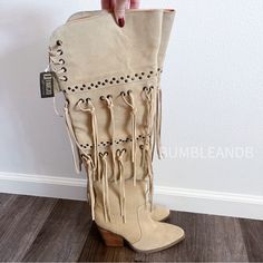 Nwob Dingo Witchy Woman Over The Knee Western Boots Women’s 8 Brand New, No Box They Do Have Some Black Marks On Them That Could Likely Be Cleaned Will Ship With Care No Order Cancellations Leave Them Spellbound When You Step Out In The Dingo Witchy Woman Knee-High Fringe Boots. Pull-On Boot With Zipper Closure. Suede Leather Upper With Fringe Detailing Along The Boot Shaft. Man-Made Lining And Insole. Stacked Boot Heel With Man-Made Outsole. Western Parties, Western Boots Women, Fringe Boots, Witchy Woman, Pull On Boots, Boots Women, Shoes Shoes, Western Boots, Over The Knee Boots