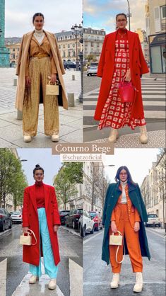 Eclectic Outfits For Women Winter, Vibrant Winter Outfits, Mismatched Outfit Ideas, Maximalist Work Outfit, Vibrant Outfits Street Styles, Size 16 Women Outfits, Bold Colors Outfits, Winter Engagement Photos Outfits